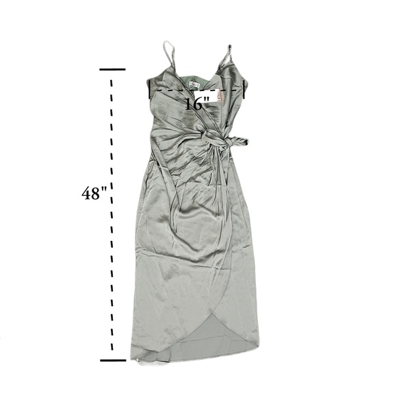 Liena Side Tie Satin Formal Midi Dress Sage Green Sz 4 - Picture 3 of 6
